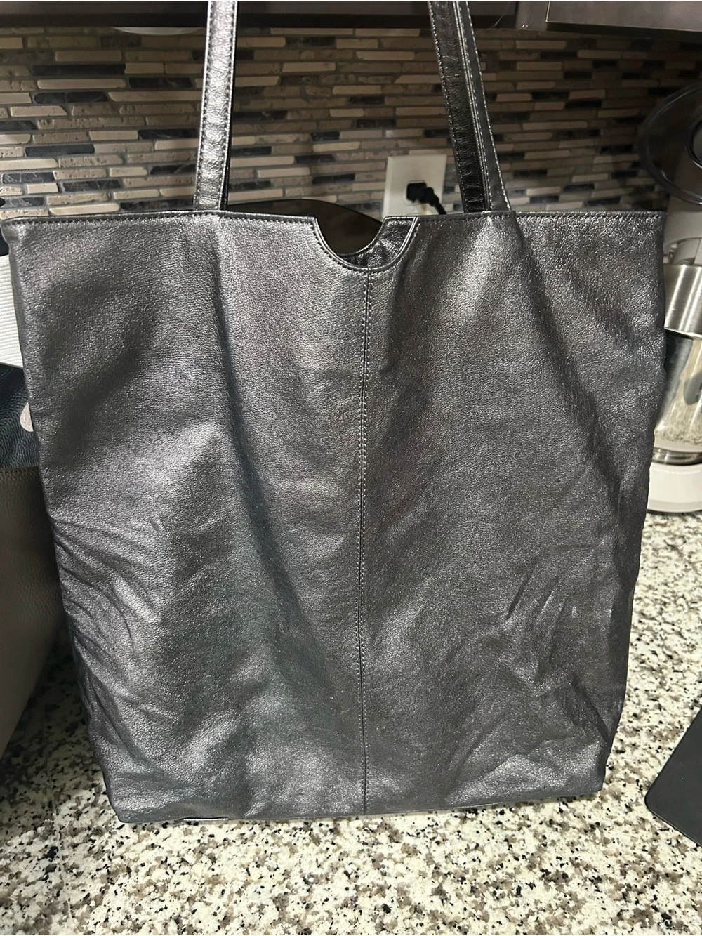 Wilsons Leather Metallic Black Tote